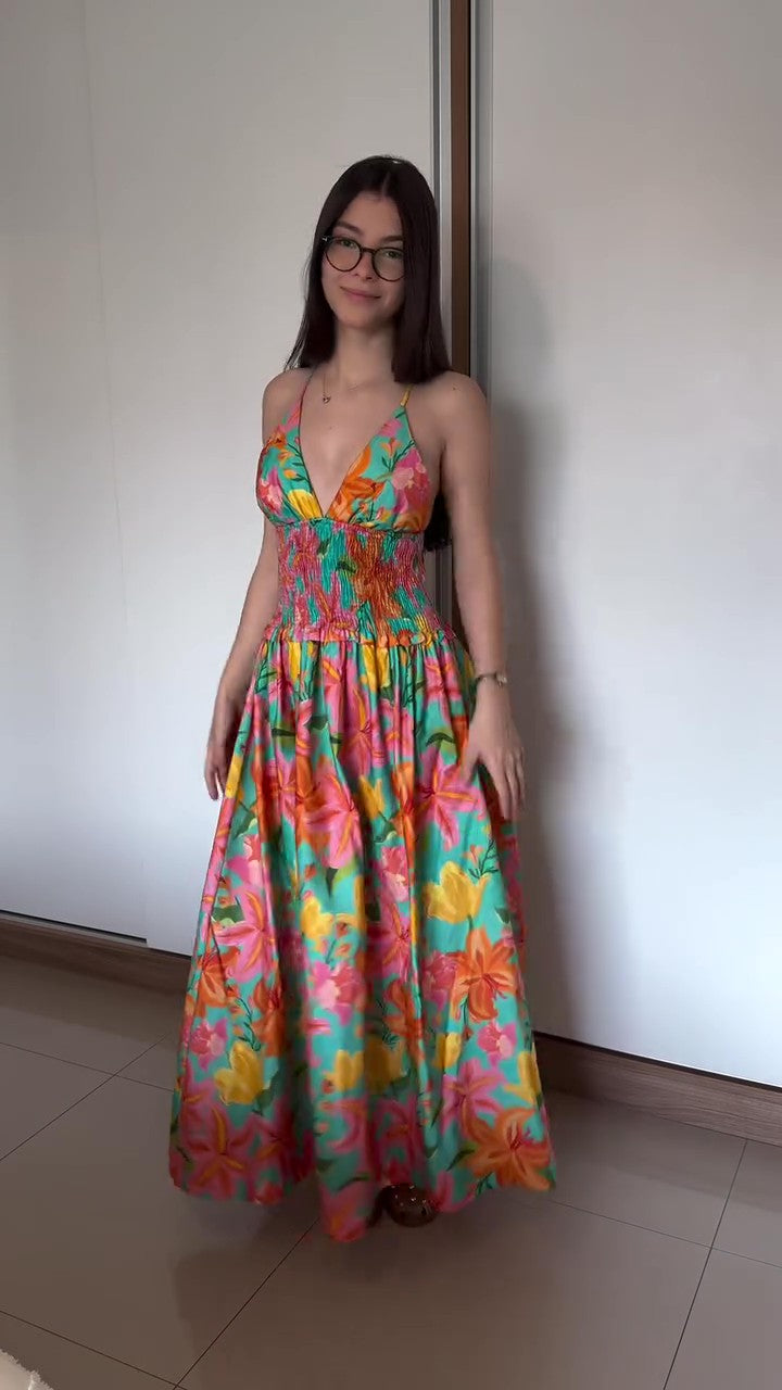 1047 | Vestido Jardim Tropical
