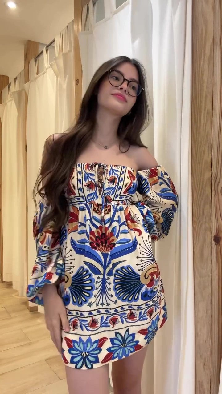 1052 | Vestido Azulejo Tropical